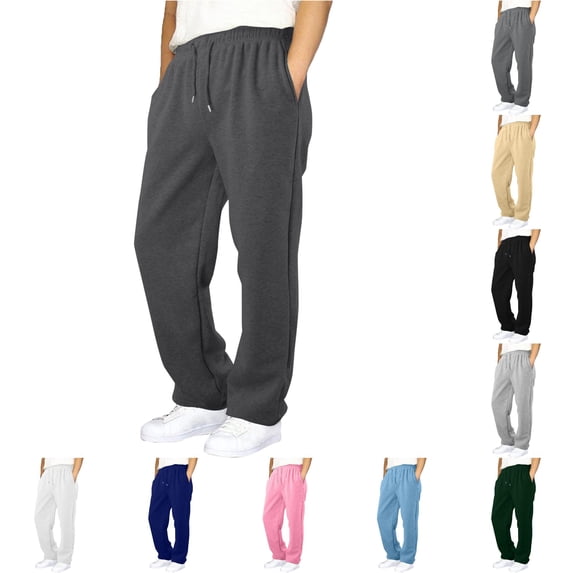 Uniform Pants for Girls Casual Boys Pants for Everyday Outdoor Elastic Waist and Pockets Baggy Sweatpants for Spring Autumn Straight Leg Joggers for Kids Gray 7-8 Years