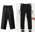 thumbnail image 1 of Uniform Pants Girls Dress Pants Adjustable Waist Pants with Pockets Girls Black Uniform Pants Back To School Straight Fit Uniform Dresses for Girls 4-5 Years, 1 of 4