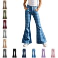 thumbnail image 1 of Uniform Pants Girls Dress Pants High Waist Flare Leg Pants with Pockets Back To School Classic Size 9-10 Years Pants, 1 of 5