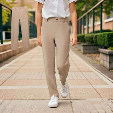Uniform Pants for Girls Skinny Fit Kids Dress Pants with Pockets Straight Pants Khaki Pants for Girls Back to School Outfits for Teen Girls Kids Clothes for Teen Girls 7-8 Years