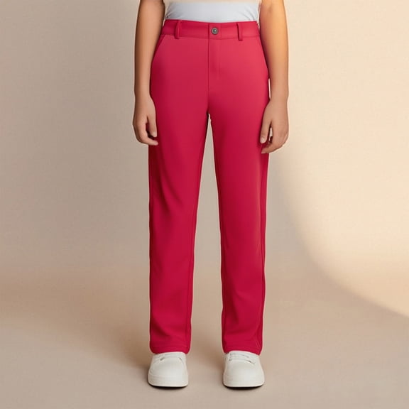 Uniform Pants for Girls Skinny Fit Stretch Pants with Pockets Straight Pants Girls Red Pants Back To School Outfits for Girls Teen Girls Pants Size 13-14 Years