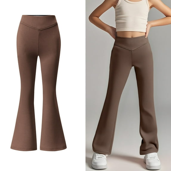 Uniform Pants for Girls Skinny Pants Kids Dress Pants with Pockets Flare Leg Pants Brown School Pants for Girls Back To School Clothes Clothes for Girls 9-10 Years Girls Clothes