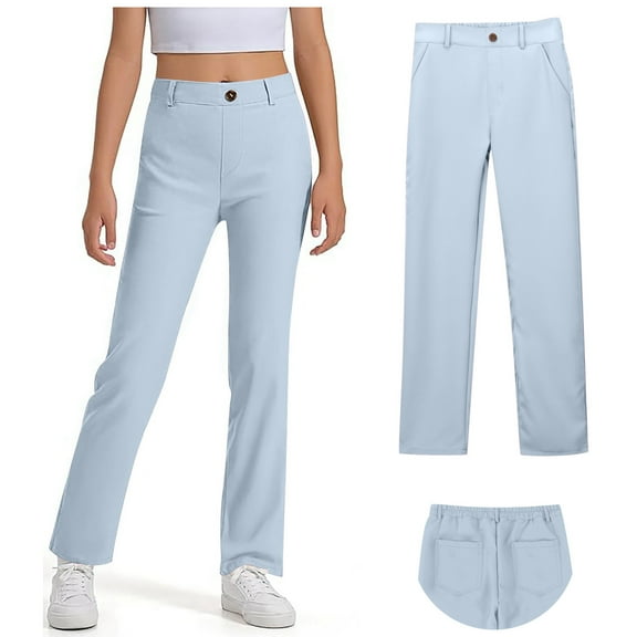 Uniform Pants for Girls Skinny Pants Stretch Pants with Pockets Straight Pants Blue Pants Back to School Outfits for Teen Girls Teen Cute Clothes for Girls 15-16 Years