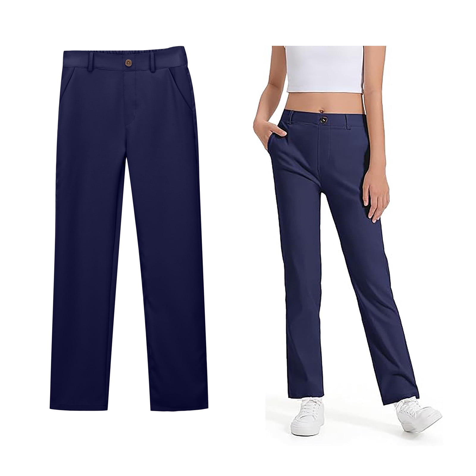 Uniform Pants for Girls Skinny Pants Stretch Pants with Pockets