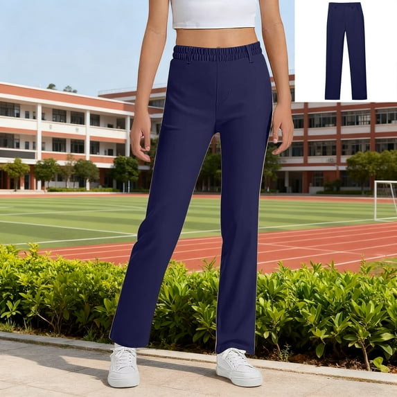 Uniform Pants for Girls Skinny Pants Stretch Pants with Pockets Straight Pants Navy Uniform Pants Back to School Outfits for Girls Kids Girls Clothes Size 5-6 Years
