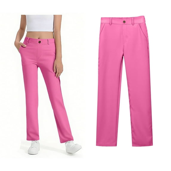 Uniform Pants for Girls Skinny Pants Stretch Pants with Pockets Straight Pants Pink Pants Back To School Outfits for Teen Girls Pants Size 11-12 Years