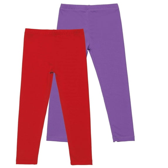 Uniform Pants for Boys 2pc Girls Ankle Length Leggings, Soft Comfortable Solid Color Workout Yoga Pants Footless Tights Purple 9Y