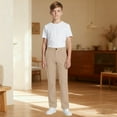 thumbnail image 1 of Uniform Pants for Boys Pull On Chino Pants with Pockets Straight Pants Khaki Pants for Boys Back To School Outfits Kids Boys Clothes 5-6 Years, 1 of 7