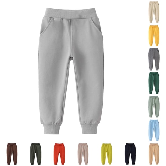 Uniform Pants for Girls' Autumn Winter Style Long Pants for Kids Elastic Waist Sports Trousers Designed for Girls and Boys Gray 3-4 Years