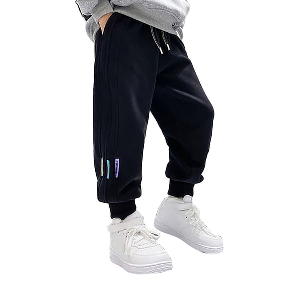 Uniform Pants for Girls Boys Pants Boys Sweatpants Athletic Joggers for Kids with Zipper Pocket Comfort Fits Everyday Wear Black 8-9 Years