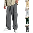 thumbnail image 1 of Uniform Pants for Girls Boys Pants Everyday Comfort Relaxed Wide Leg Sweatpants for Kids with Elastic Waist and Cargo Details Grey 5-6 Years, 1 of 9