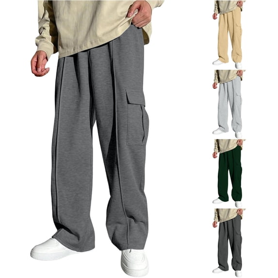 Uniform Pants for Girls Boys Pants Everyday Comfort Relaxed Wide Leg Sweatpants for Kids with Elastic Waist and Cargo Details Grey 5-6 Years