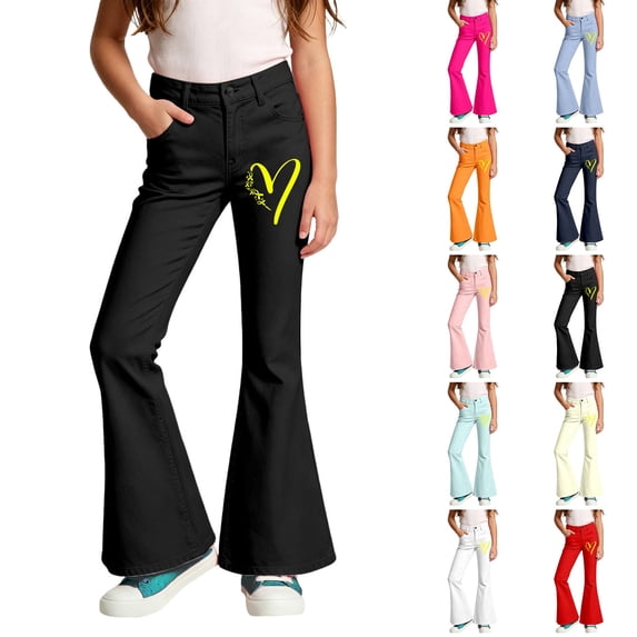 Uniform Pants for Girls Size 7 Flare Dress Pants High Waisted Bell Bottoms School Uniform Outfits Back To School Clothes Hot Pink