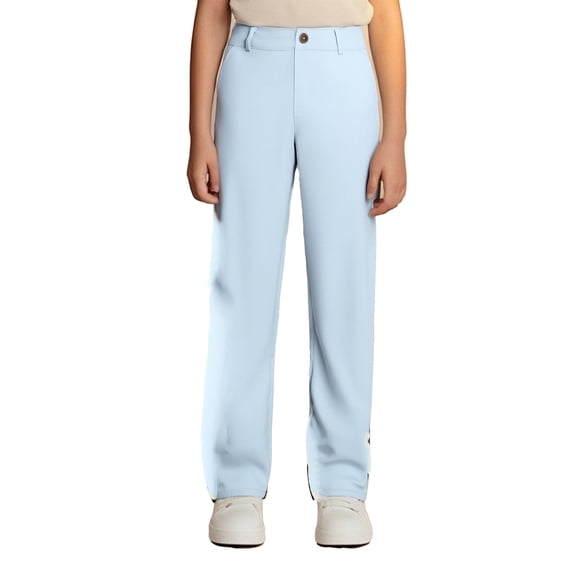 Uniform Pants for Girls Skinny Fit Stretch Pants with Pockets Straight Pants Blue Uniform Pants Back To School Clothes Kid Girls Pants Size 5-6 Years
