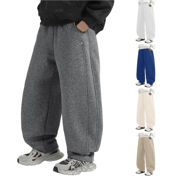 Uniform Pants for Girls Versatile Boys Everyday Casual Outdoor Pants for Play Clean Solid Color and Modern Cut Crafted for Kids Grey 12-13 Years