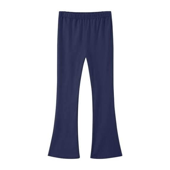 Uniform Pants for Teen Girls New Girls Yoga Flare Pants Elastic Waisted Solid Color Leggings for Kids Soft Stretchy Loungewear Pants Navy 120