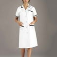 thumbnail image 1 of Uniform Scrub Dresses for Women Short Sleeve Button Down Cardigan Midi Dress Scrubs Nurse Shirts for Women for Work Custom Scrubs with Pockets, White M, 1 of 6
