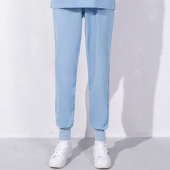 Kojanyu Scrubs Nursing Uniforms Women's Solid Color Loose Bunched Feet Work Pants - Comfortable Nurse Dress Pants for Healthcare Professionals, Ideal for All - Day Wear - Sky Blue(4)