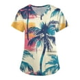 thumbnail image 1 of Uniform Scrubs for Women,Hawaiian Print Scrubs Tops for Women - V-Neck Short Sleeve Nursing Uniform with Pocket - Blue - XXL, 1 of 5