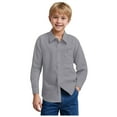 thumbnail image 1 of Uniform Shirts For Boys Boys Fall Shirt Boys' Long Sleeve Dress Shirts Classic Collared Button-Down Tshirt Solid Top with Chest Pocket Grey 9-10 Years, 1 of 9