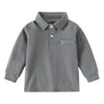 thumbnail image 1 of Uniform Shirts For Boys Boys Thanksgiving Shirt Boys' Long Sleeve Pique Polo Shirt Winter Soft Casual Polo Shirt School Uniform for Kids Grey 3-4 Years, 1 of 4