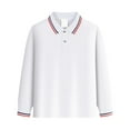 thumbnail image 1 of Uniform Shirts for Boys, Long Sleeve Pique Polo, Breathable​ White 120, 1 of 2
