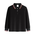 thumbnail image 1 of Uniform Shirts for Boys, School Uniform Long Sleeve Polo Shirt, Button Closure, Comfortable Fabric​ Black 7-8Y, 1 of 2