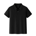thumbnail image 1 of Uniform Shirts for Boys Short Sleeve Polo Shirts School Uniform, Button Closure, Quick Dry, Comfortable Fit​ Black Size 130, 1 of 4