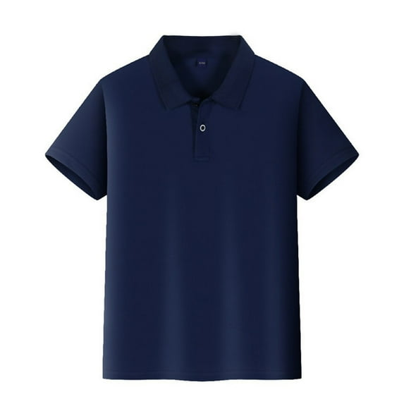 Uniform Shirts for Boys Short Sleeve Polo Shirts School Uniform, Button Closure, Quick Dry, Comfortable Fit Blue Size 140