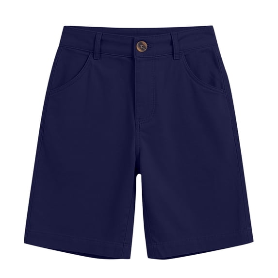 Uniform Shorts for Boys Girls Classic Flat Front Pull-On Elastic Back Shorts with Pockets Boys Navy Shorts Boys Back To School Clothes Kids Boys Clothes 5-6 Years