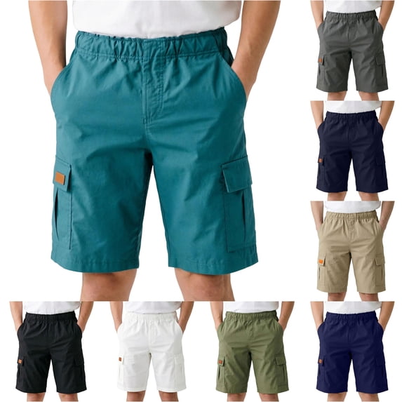 Uniform Shorts for Boys Shorts with Elastic Waistband Cargo for Everyday Outdoor Activities Comfortable Pull-On Chino Twill Shorts with Pockets Ideal for School and Casual Wear Blue 13-14 Years