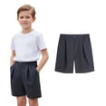 thumbnail image 1 of Uniform Shorts for Boys Lightweight Elastic Waist Straight Leg Boys Grey Uniform Pants with Pockets Boys Size 4-5 Years Pants, 1 of 4