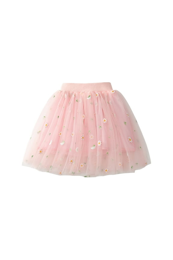 Uniform Skirt for Girls Girls Mesh Skirt, Girls' Tutus Skirt, Toddler Layered Tulles Tutus, Fashion Embroider Short Skirt Girls Short Slip Skirt for Under Dress 2Y
