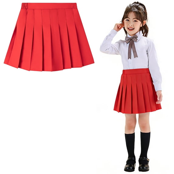 Uniform Skirt for Girls High Waisted Pleated Skirts with Undershorts Back To School Outfits for Girls Clothes for Kids Girls 4-5 Years
