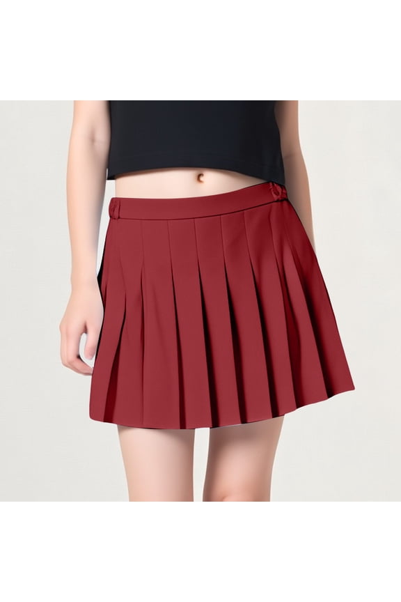 Uniform Skirts For Girls Size 10 Girls Pleated Skirts with Shorts Casual A Line Elastic High Waist Uniform Skorts Athletic Skorts Back to School Outfits