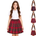 thumbnail image 1 of Uniform Skirts for Girls Toddler Skirts Elastic Plaid Pleated Skirt Athlecic Waistband Built in Shorts Yellow,3-4 Years, 1 of 9
