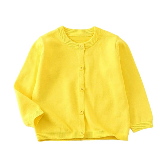 Uniform Sweater For Girls Girls' Cardigan Sweater [Cute Petal Buttons] Cotton Long Sleeve Crewneck Uniform Sweater for 5-14 Years Girls