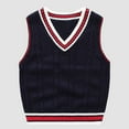 thumbnail image 1 of Uniform Sweater for Girls Boys Sweater Vest 100% Cotton Kids Uniform Vest Girls V-Neck Sleeveless Knit Pullover for Size 4-14, 1 of 3