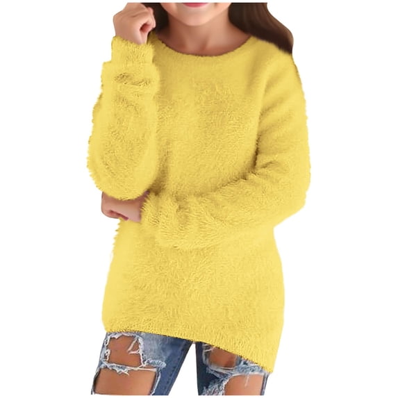Uniform Sweaters For Girls Clothing 4-16 Girls Cable Knit Sweaters Kids Fall Fashion Puff Sleeve Ribbed Cuffs Crewneck Clothes 5-14 Years