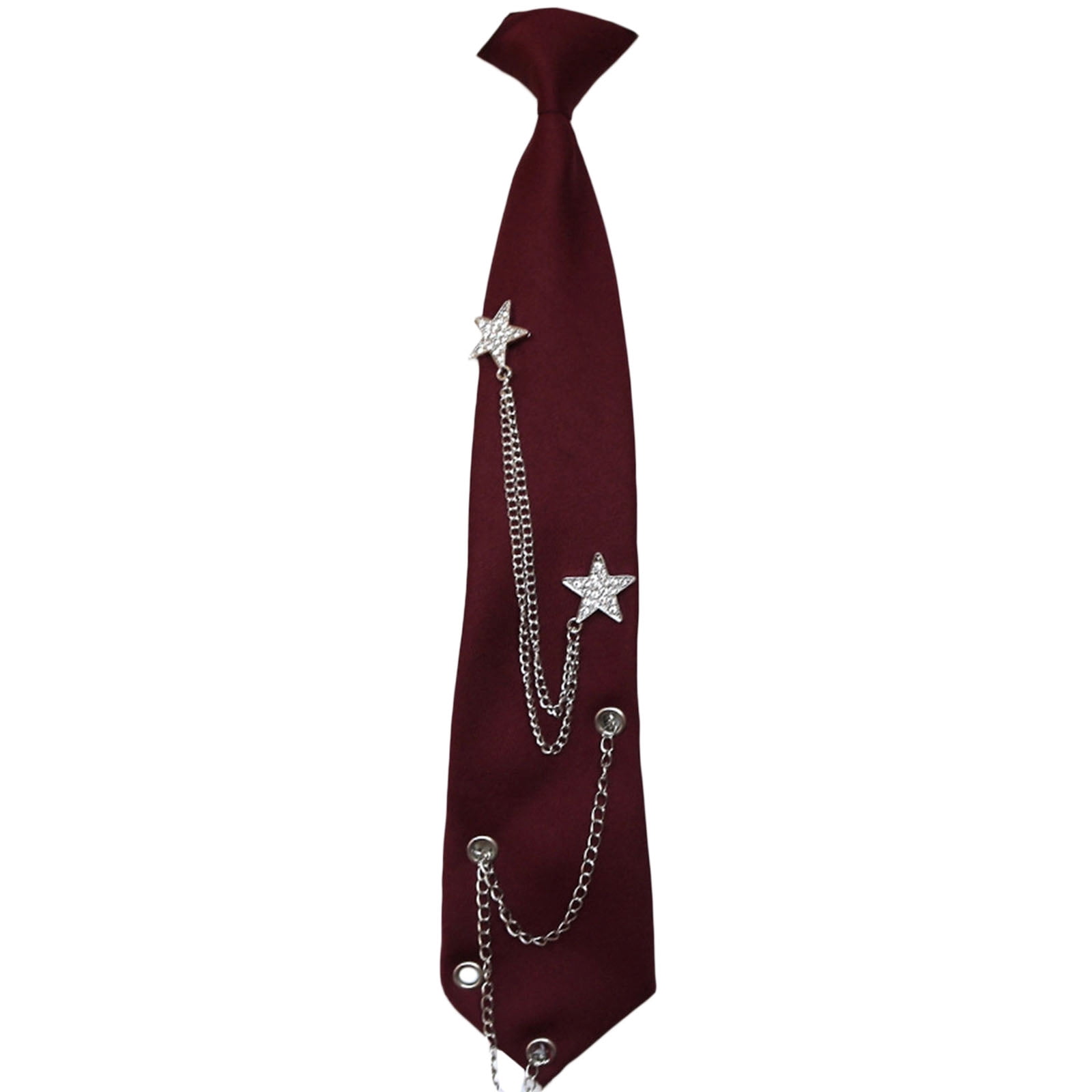 Pre Tied Punk Tie with Rhinestones Metal Chain for Women Girls for ...