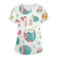thumbnail image 1 of Uniforme De Enfermera，Easter Scrub Tops Women Bunny Egg Hunt Print Scrubs Short Sleeve Holiday Working Uniform with Pockets，White，XXL, 1 of 4