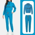 thumbnail image 1 of Uniforme De Enfermera,Scrub for Women Set-Long Sleeve Scrub Top with Zipper & Jogger Pants Medical Uniform Suit - Sky Blue - XS, 1 of 4
