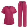 thumbnail image 1 of Uniforme De Enfermera,Women's Scrub for Women V-Neck Top & Cargo Pants, Comfortable Scrub Set Stretch Fabric - Hot Pink - XL, 1 of 4