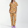 thumbnail image 1 of Uniforme De Enfermera，Women's Short-Sleeve Easter Print Nursing Scrubs Set with Pockets，Orange，S, 1 of 4