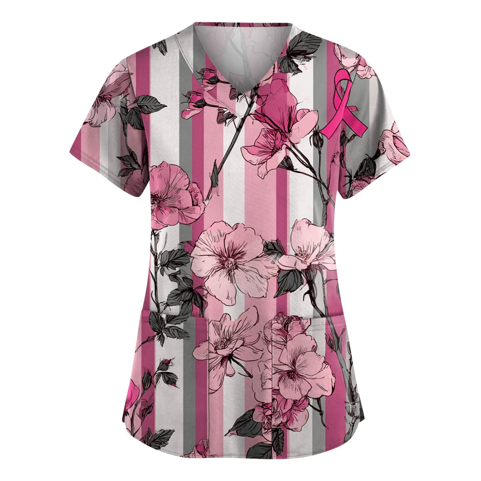 Uniformes De Limpieza Para Mujer, Breast Cancer Scrubs Nurse Pocket ...