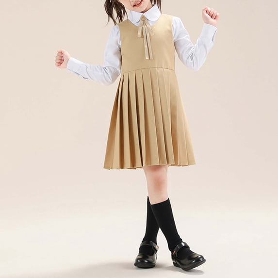 Uniforms Girls Jumper Dress Kick Pleat Sleeveless Dresses Preppy Clothes