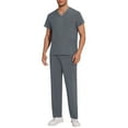 thumbnail image 1 of Uniforms Scrub Set with Pockets Nurse Top and Pants Men Women Clothes Comfortable Nursing Work Suits for Cosmetology Healthcare Pet Grooming Gray XL, 1 of 7