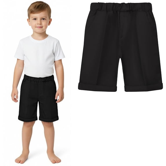 Uniforms for Boys Pleated Front Stretch Preppy School Shorts Boy Black Pants Back To School Boys Uniform 5-6 Years