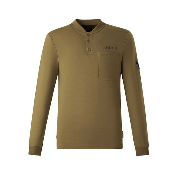 UNIFU FR Shirts for Men Long Sleeve Flame Resistant 7OZ Lightweight Welding 100% Cotton Henley Shirt NFPA2112/CAT2