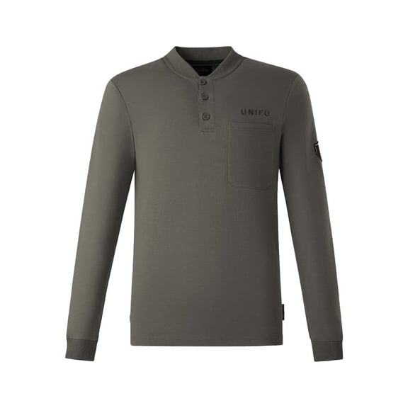 UNIFU FR Henley Shirt for Men 7OZ Work Shirt NFPA 2112/CAT2 Compliant 100% Cotton Long Sleeve Henley